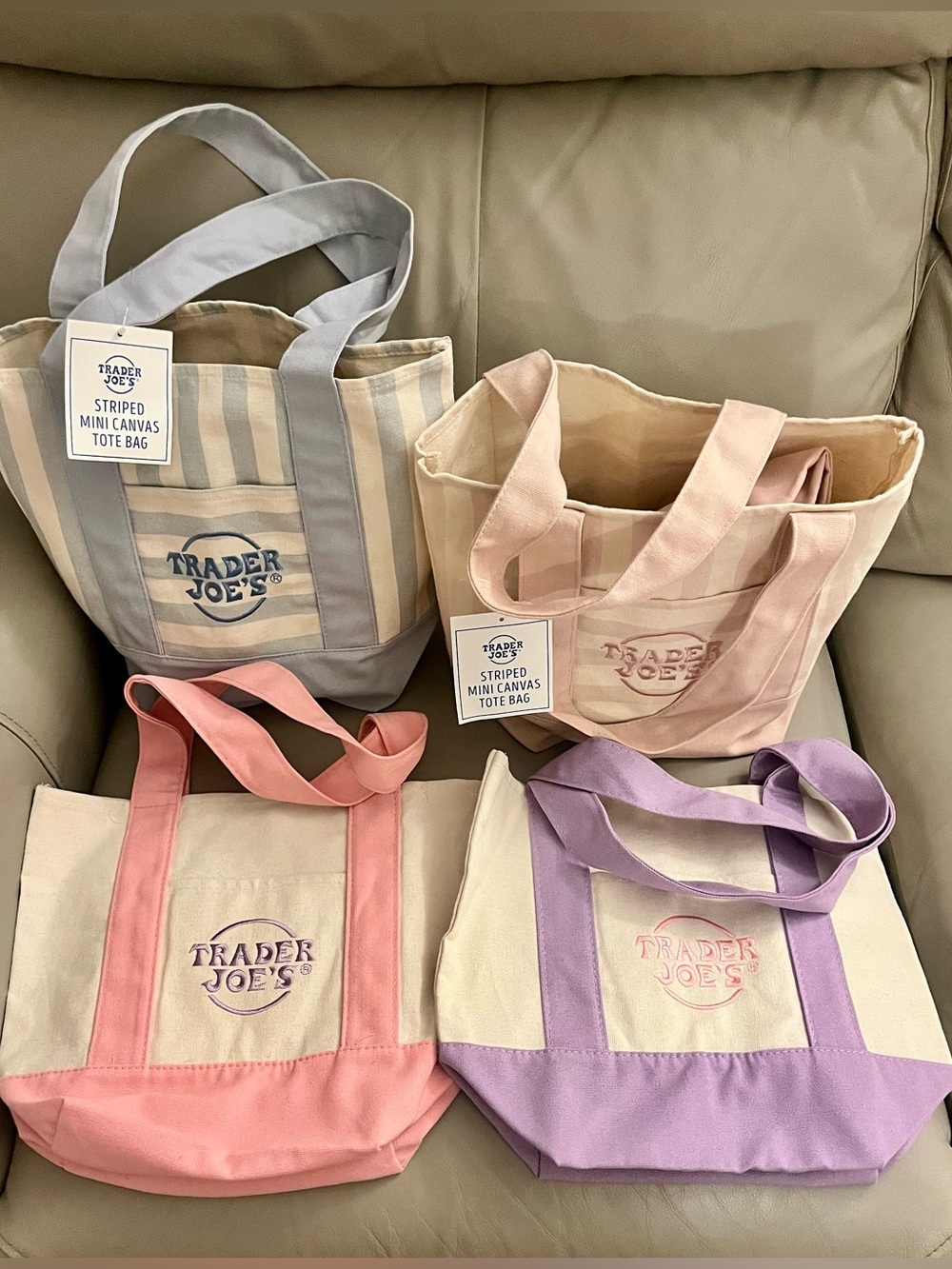 Trader Joe’s mini tote bags- Limited Spring/Summer 2026- Set of 4 sold out bags